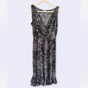 London Times Black Floral Sleeveless Maxi Dress